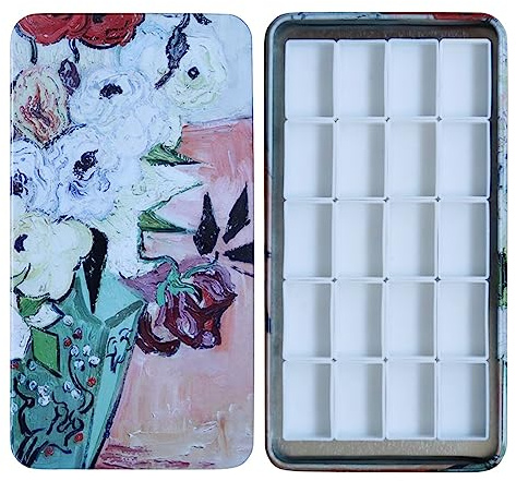 FCLUB Empty Watercolor Palette, 20 Wells with Magnetic Strips and Lightweight, Metal Watercolor Palette, Paint Holder, Paint Palette, Paint Tray Palettes, Painting Palette