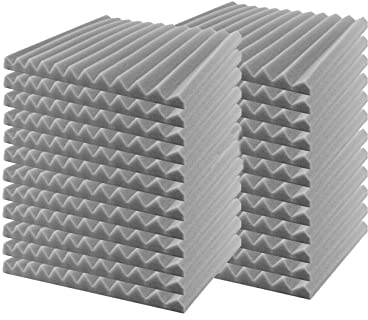 SK Studio 24 Stück Akustikschaumstoff Schallschutz Schaum Matte Keilschaumstoff Schalldämmplatten Soundproof Foam, Noppenschaumstoff Schaum-Fliesen für Zuhause und Studio 30x30x2.5cm, Grau