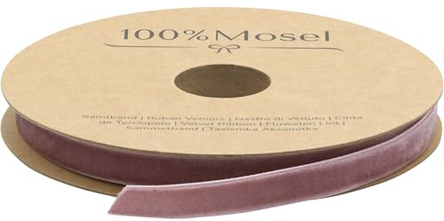 100% Mosel Dekoband Samt, in Altrosa (1 cm x 10 m), Geschenkband in Samt-Optik, edles Schleifenband zum Dekorieren & Basteln, zum Einpacken besonderer Geschenke