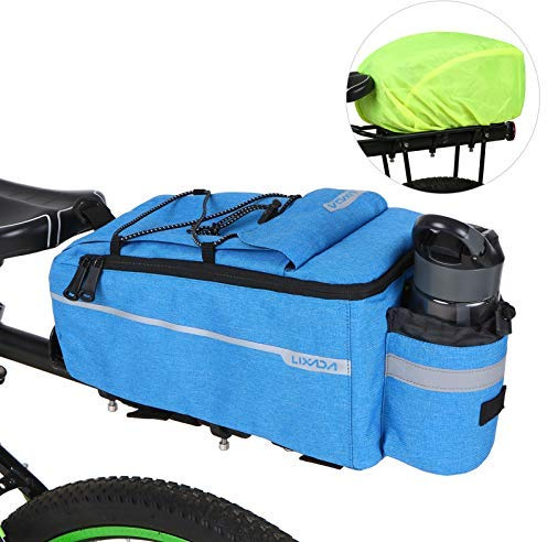 Lixada - Borsa termica per oggetti caldi/freddi, per portabiciclette posteriore, borsa termica termica multifunzionale per bagagliaio, 11,46,36,7 cm, colore: Blu (con parapioggia)