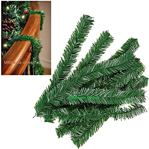 UKDeals Direct® 10 Stück künstliche Baum-Weihnachtsgirlande, Drahtbinder, Tannen-Krawatte, Grün, Weihnachtsdraht, Kieferngrün