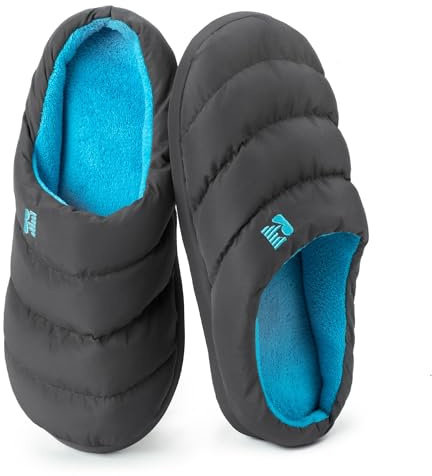 RockDove chausson pour homme avec mousse à mémoire de forme, modèle Campground, 42/43 EU, Gris foncé et bleu