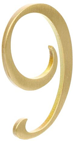 Zayookey Solid Brass House Number Sign 2 Inch Metal Home Address Numbers 3D Mailbox Numbers for Hotel Room Door Street Plaque (Door Number 9)