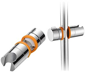 Adjustable Shower Head for Slide Bar, Hand Shower Bracket Universal 19-25MM Head Guide Bracket Holder 360 Degree Rotation for Sprayers