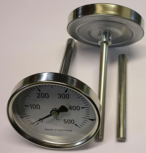 500°C Thermometer für Steinbackofen Holzbackofen E-Ofen Pizzaofen 200mm Schaft B
