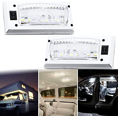 JUTTAUTO Auto Innen Beleuchtung LED, KFZ Innenraumbeleuchtung 12 LEDs 12V-24V Weiß Lampe mit EIN/AUS Schalter für Auto Wohnmobile LKW Van Universal Beleuchtung