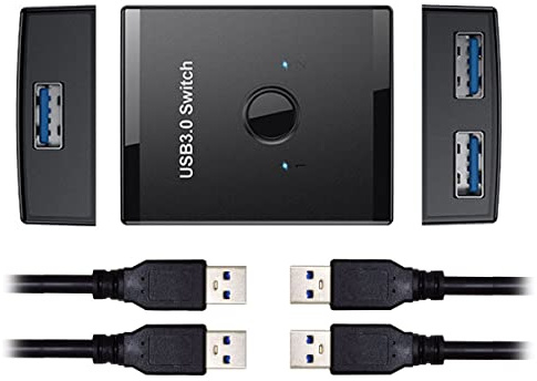 Xiwai Commutateur sélecteur bidirectionnel USB 3.0 KVM 2 à 1 PC partage ou 1 à 2 Hub pour clavier, souris, scanner, imprimante