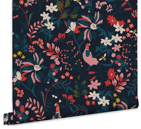 Joules Vliestapete Fields edge Floral French Navy 10mx52cm | Tapeten Wohnzimmer, Wandverkleidung | Einfach anzubringen und zu Entfernen 1005 x 52