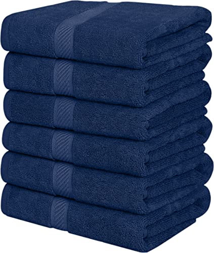 Utopia Towels - 6 Pack Bath Towel Set, 100% Ring Spun Cotton (60 x 120 CM) Medium Lightweight and Highly Absorbent Quick Drying Towels, Premium Towels for Hotel, Spa and Bathroom (Navy)