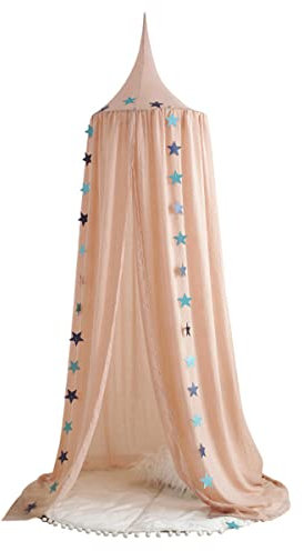 AYGCI Baldachin Baumwolle Betthimmel Hängende Moskitonetz Prinzessin Himmelbett Bettvorhang Spielzelte Deko für Schlafzimmer Ankleidezimmer Spiel Lesen (Rosa)