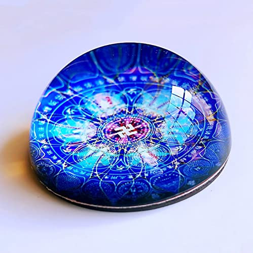 Handgefertigtes Kristallglas blaues buddhistisches Muster Hemisphäre Briefbeschwerer halbe Kugel Glasornamente Home Office Supplies Tischdekoration Geschenke