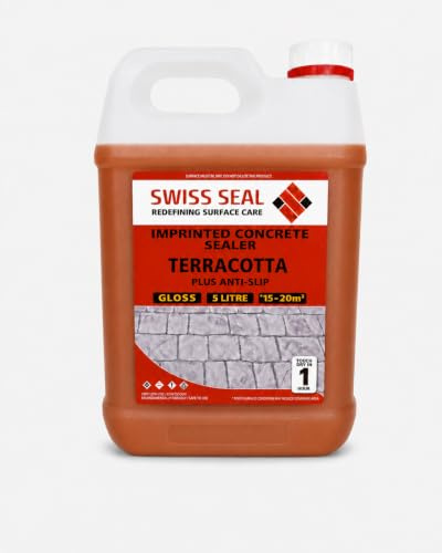 Color-Pave | TERRACOTTA Coloured Imprinted Concrete Sealer GLOSS FINISH + ANTI-SLIP | Colour Tinted Driveway & Patio Sealant - Wet Look | Colour Tint Sealant For Outdoor Concrete Floor (5 Litre)