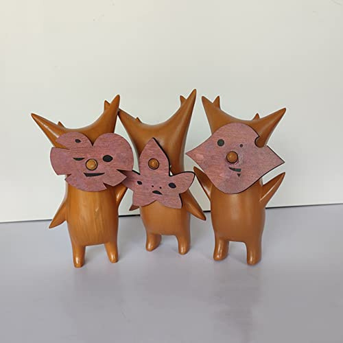 Meokro Koroks Anime-Statue, Holzstatue, Dekoration, Harz, Handarbeit, Familienspielliebhaber, niedliches Kinderzimmer oder Spielzimmer, 3 Stück