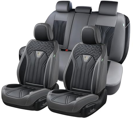FLORICH Housses de siège en Cuir, Housses de siège complètes, Protections de siège Auto 5 sièges, Housses de siège Auto-Universel pour Convient à la Plupart des Voitures, SUV, camions