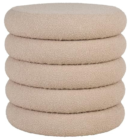 House Nordic Grauer gelockter Polyester-Hocker mit Stauraum Ø 44 cm