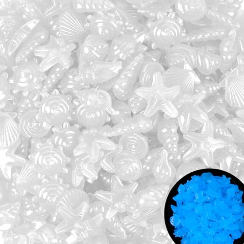 Kaiyuan Dynasty 300pc Glow in The Dark Rock for Fish Tank Glow Stones for Fish Tank Aquarium Pebbles Glowing Rocks Luminous Stones for Fish Bowl,Garden,Ponds Decor,White (0.8-1.2)