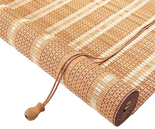 Natür Bambus Rollo Jalousine Bambus Sichtschutz Rollo Bambusrollo 50-170 cm Breit Retro Vorhang Wetterfest Sonnenschutz Rollo Für Terrasse Balkon Vorhang Bambus Outdoor, Anpassbar