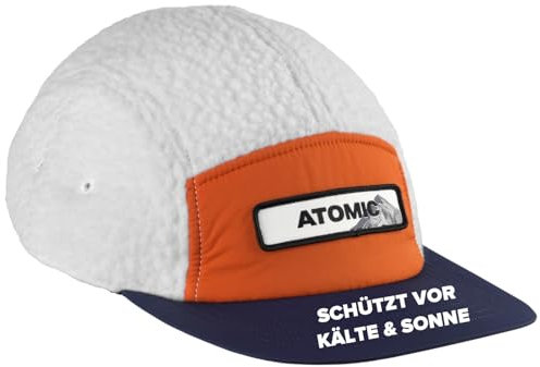 ATOMIC ALPS Fleece Cap I Basecap aus hochwertigem Fleece I Kappe für Outdoor-Aktivitäten I Komfortable Fleece Capy Mütze für kalte Tage I Hellgraue Unisex Skikappy mit Logo auf der Vorderseite