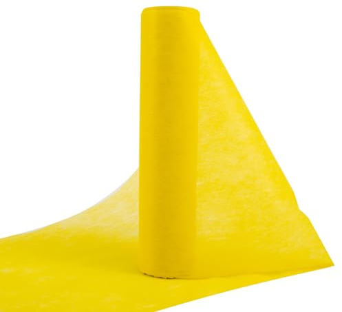 30 cm x 25 m Vlies Tischläufer Rolle - Tüllband für Hochzeit, Taufe, Geburtstag - Tischband (Gelb)