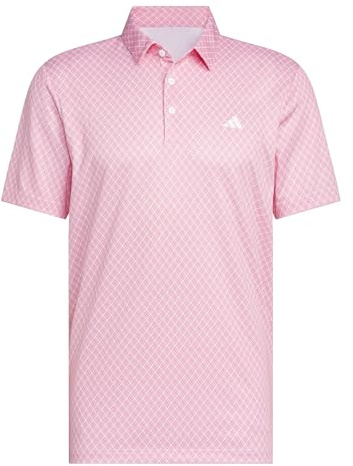 adidas Men's Mens CORE Allover Print Polo Shirt, Pure Ruby/White, L
