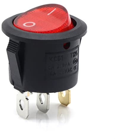 JRXFXEKW Wippschalter 1/5PCS 23MM KCD1 Runder Wippschalter 2/3Pin EIN-EIN 2/3 Position 6A/250VAC 10A/125VAC SPST LED-Auto-Drucktastenschalter (Color : Red, Size : One Size)