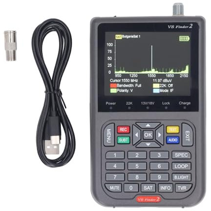 Satellite Finder DC5V 9V 12V Tensione di Ingresso Schermo 3,5 Pollici Misuratore Satellitare Digitale Tipo C Ricevitore DVB Multifunzionale a Ricarica Rapida