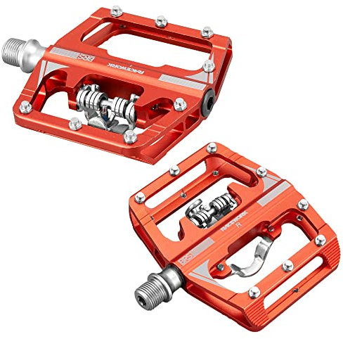 MAYANGYANG Bike Pedals Mtb Pedals For Bicycle Clip Automatic Pedals Platform Mountain Bike Mixed Footrest Double Function Power Meter Mtb Pedals(Orange)