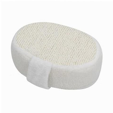 OISE ART STORE Trade Shop - Spugna Doccia Bagno Esfoliante Scrub Pelle Corpo Ovale con Fascia Bianca 79654 -