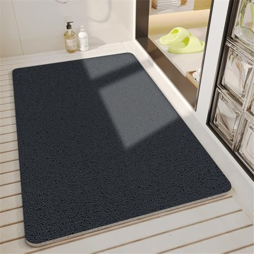 Mateju Duschmatte rutschfest, PVC-Luffa Duschmatte Schnell Trocknend Weich Komfort Sicherheits Badematte Antirutschmatte Dusche für Badewanne und Nassbereiche (grau schwarz,60x80cm)