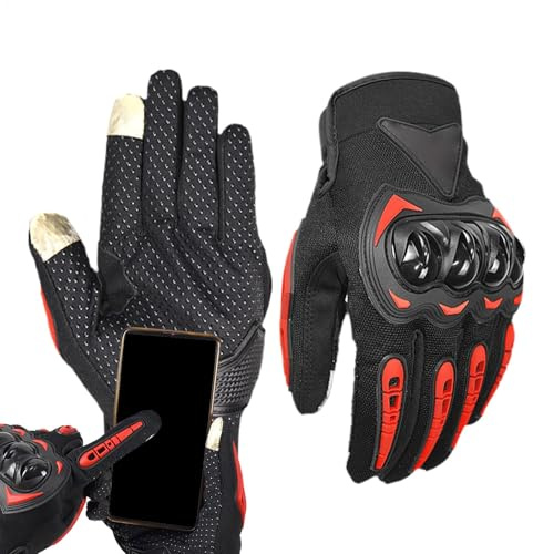 LearnLyrics Guanti da moto touch screen, guanti da moto per uomini – Guanti da ciclismo Full Finger | Racing Mountain Cycling Airsoft – Attrezzatura protettiva per guida, corsa su strada, arrampicata,