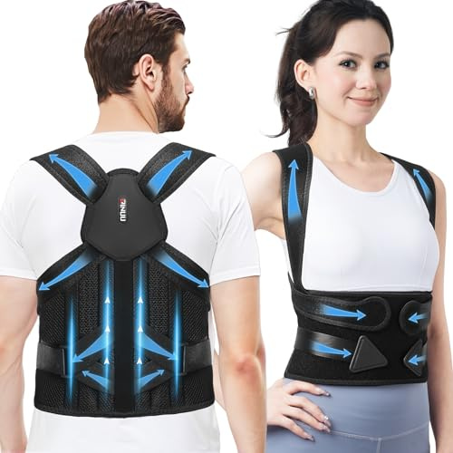 Haltungskorrektor Herren Damen, Vollständige Rückenstützgürtel, Atmungsaktive Rücken Geradehalter, Haltung Korrektur Gurt,Back Posture Corrector, Verstellbare Haltungstrainer Rückengurt (27-31)