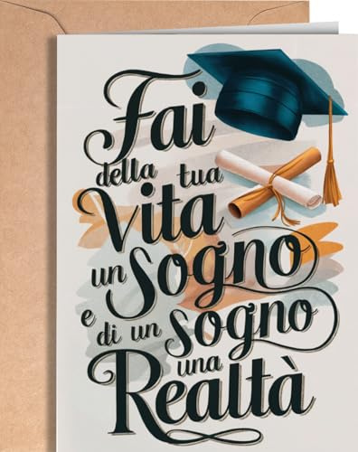 Biglietto Laurea - Biglietto Auguri Laurea Uomo o Donna Originali - Bigliettini Auguri Diploma Maturità - Regali per la Laurea Donna - Biglietto Congratulazioni Esame Di - Greeting Fai Tua Vita EU 74