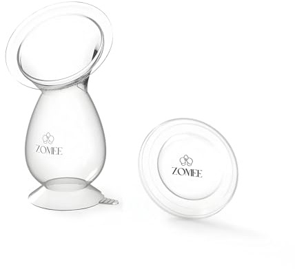 Zomee Manual Breast Pump Silicone Milk Collector – Hands-Free Milk Collection Bottle for Breastfeeding Moms – BPA-Free, Leak-Proof, Spill-Proof Design - Portable & Easy to Clean – 4oz Capacity