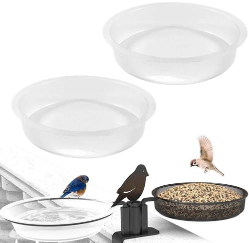 2 x Vogelfutterstation, Kunststoff-Vogelfutterstation, Tablett, Vogelfutterschale, Gartenbedarf, transparente Vogelfutterstation, Wasserschale, für Futterstationen, Vogelfutterstation, Vogeltränke