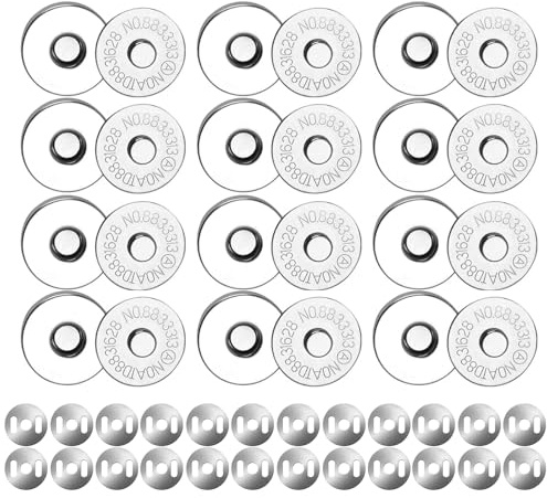 24 Unidades Botones Magneticos para Ropa, Botones Magneticos, Botones de Metal, Cierres Magnéticos de 14 mm, Apta para Bolsos, Carteras, Abrigos, Chaquetas, Cazadoras