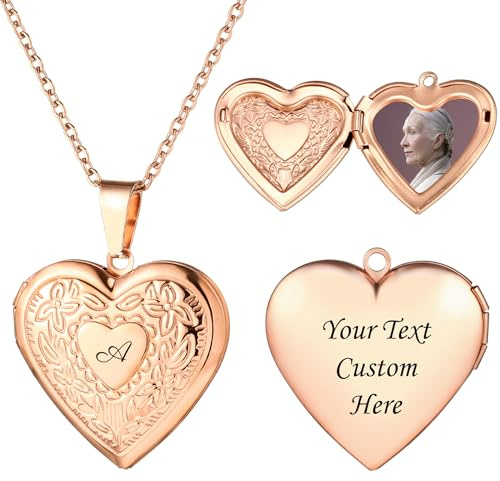 OTXIXTO Personalisierte Herzkette mit Bild für Damen Personalisierte Herz-Medaillon-Halsketten aus Edelstahl Individuelle Fotogeschenke zum Muttertag Geburtstag