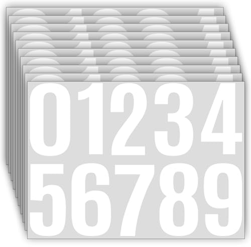 100 Stück, 10 cm - Zahlen Aufkleber Groß, 10 Blätter Klebezahlen Wetterfest, Vinyl Number Stickers für Briefkasten, Adressnummer, Hausnummer (Weiß)