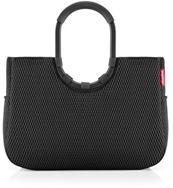 reisenthel loopshopper L mesh black – Stabile Tasche mit praktischen Fächern aus recycelten PET-Flaschen – Charmantes und wasserabweisendes Design