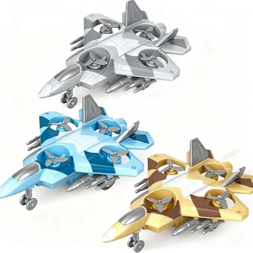 Beenavee Giocattolo aereo, grande inerzia da combattimento, aereo da combattimento, spinta e lento, regalo giocattolo per ragazzi ragazze bambini 【3 confezioni】