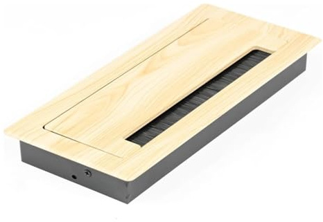 Pasacables de escritorio, tapa for orificio, pasacables empotrado, rectangular con cepillo nailon, metálica(Light Yellow,90x300mm)
