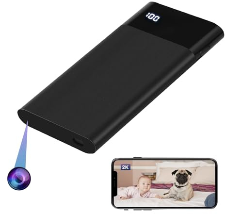 WIWACAM MW8 Caméra Espion WiFi 2K Ultra HD Camera sans Fil, 5000mAh Batterie, Détection de Mouvement Intelligente, Alarme sur Téléphone Portable, Vision Nocturne, Alarme par e-Mail,Noir