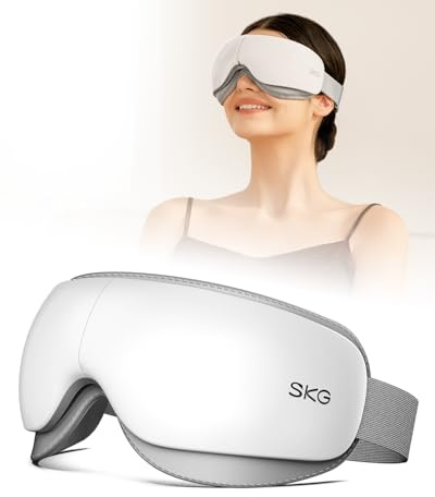 SKG ES500 Augenmassagegerät mit Wärme, Bluetooth Musik & klappbare Schlafmaske gegen trockene Augen & Entspannung, Augenmaske bei Migräne, ideal für Reise & Arbeit, Geschenk für Sie & Ihn