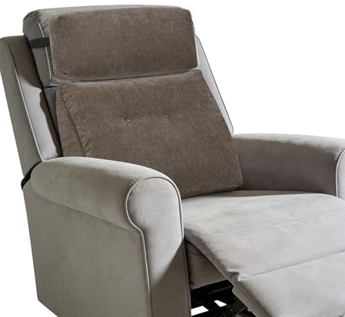 TANYOO Lendenstützkissen für Liegesessel und Sofas, 2-teiliges Rückenkissen-Set mit Kopfstützkissen, Memory-Schaum und Stabiler Schaumstoffbasis, waschbarer Bezug, Braun