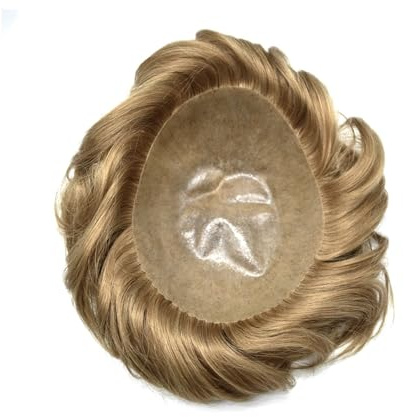 Perücke Weiche Echthaar-Toupet-Basis mit PU-Einspritzung, 15,2 cm, kurzes Haar, Echthaar-System for Männer(7x10)