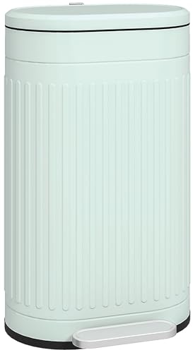 HOMCOM Mülleimer 30L mit Deckel und Fußpedal Grün 36,5 x 31,2 x 60,8 cm | Mit Deckel und Fußpedal, Müllbehälter mit Herausnehmbarem Inneneimer, Soft-Close-Funktion, für Wohnzimmer, Büro
