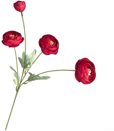 TDCuizent 4 huvuden konstgjorda lotusblommor realistiska pionrosor med flexibla trådstjälkar för bröllopsfotografering heminredning, arrangemang, bordsuppsatser, festtillbehör (röd)