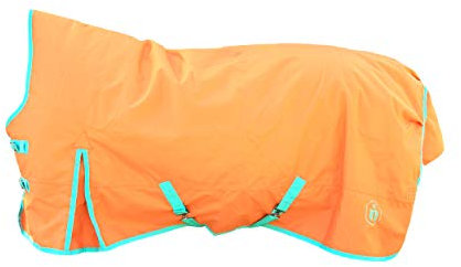 Pferdedecke-Winter indira pro 400g Wasserdicht Ripstop 1200d high-Neck (145 cm, Orange 01 - Türkis 01)