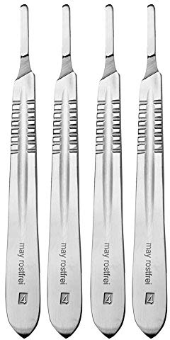 May Set 4x Skalpellhalter Figur 4 Skalpellgriff Edelstahl Modellbau | 4er Set robuster Skalpellhalter (Figur 4) aus Edelstahl für Modellbau und präzise Grafikarbeiten