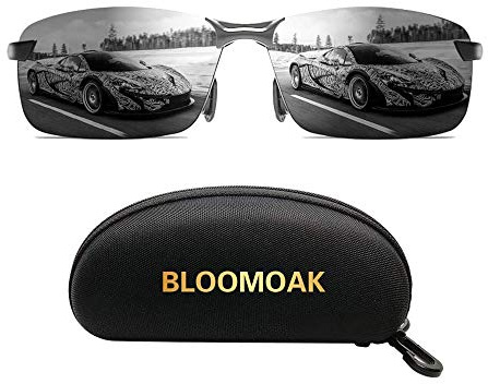 Bloomoak polariserade solglasögon för körning för män och kvinnor | rektangulära | sportsolglasögon för UV400-ögonskydd | ultralätt metall.