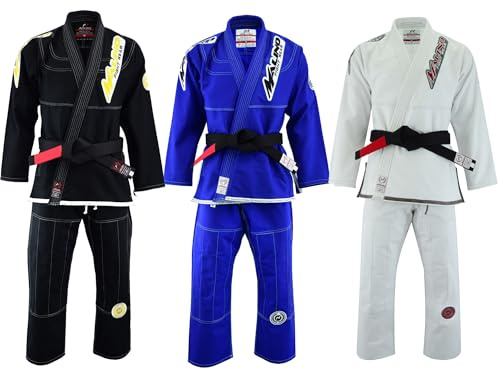 Malino BJJ Gi vuxen, krokodil brasiliansk jiu jitsu kostym pärlvävning bomull 450Gsm (A1, blå)